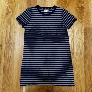 Madewell Navy and White Striped T-Shirt Dress